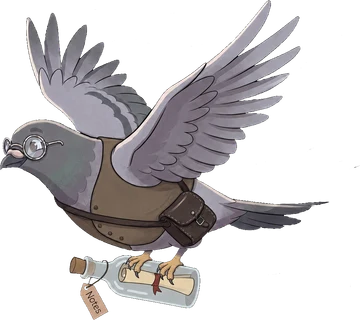 Psy the carrier pigeon in flight, wings spread